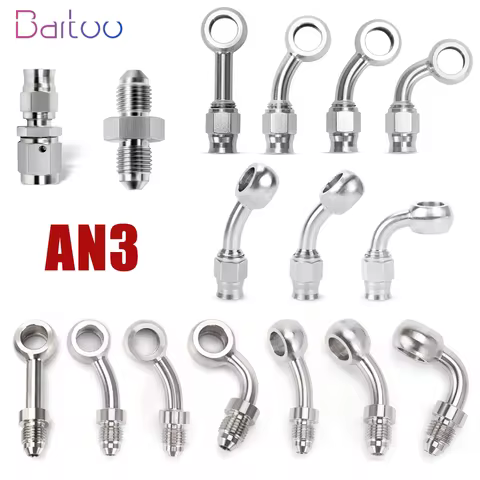Stainless Steel AN3 Motorcycle Motor Bike Hydraulic Brake Oil Hose Line Banjo Fitting 10MM Straight/