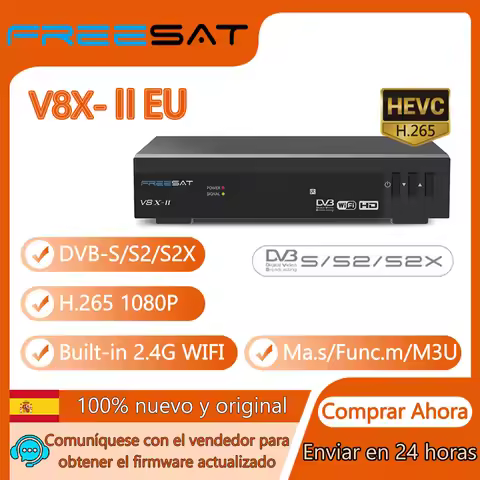 FREESAT V8X-Ⅱ V8X2 Mars EU ES Satellite Receiver HD TV Decoder DVB-S/S2/S2X H.256 1080P Receptor Bui