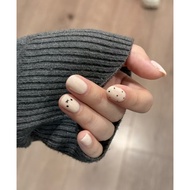 Hand-painted cute polka dot short nails for Miffy Rabbit, handcrafted wearable nails.