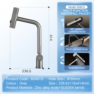 HIGOLD Waterfall Faucet 304 Stainless Steel Faucet 360° Swivel Pull Out Waterfall Faucet Multi-Funct