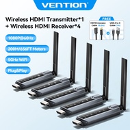 Vention Wireless HDMI Extender Kit 1TX+4RX Up to 5GHz 1080P@60Hz for TV Projector Gaming Console Cam