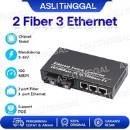 2F3E Media Converter 2 Fo 3 Lan Support POE Fiber Optik Konverter Ethernet Switch 10/100 Mbs 2 Port