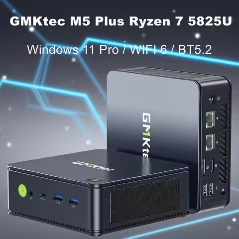 GMKtec M5 Plus MINI PC R7 5825U Wins 11 Pro DDR4 3200Mhz NVME SSD PCIE 3.0 Wifi6 BT5.2 Dual Fan Trip