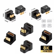 HDTV to HDTV 360 Degree Angled U-shaped L Converter Mini HDM Male to HDMI-compatible 2.1 Female Extension 4K 3D UHD 8K 60Hz Adapter