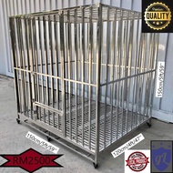 [ GUAN LEE ] Double Thicknesses SUS 304 Stainless Steel Heavy Duty Dog Cage / Pet Cage / Pet Kennel / Pet House (FREE UPGRADE TO 4 INDUSTRY ORANGE WHEELS)(No plastic tray available)  [ GPL-150 ]