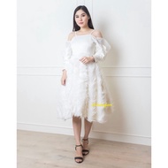 Off-shoulder Satin Feather Dress Feather Off-Shoulder Satin Dress