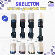 Skeleton reel seat + crown CORK grade AAA/ Reel seat custom rod set GABUS AAA
