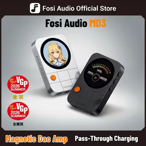 Fosi Audio MD3 Magnetic Headphone Dac Amp with LCD Screen ES9039Q2M Chip Portable Hifi Headphone Amp
