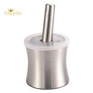 Stainless Steel Mortar and Pestle Spice Grinder for Crushing Grinding Ergonomic Design with Anti Slip Base and Plastic Lid