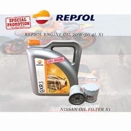 (LIMITED SALES) REPSOL 20W-50 ENGINE OIL + NISSAN OIL FILTER 15208-65F00(3154)