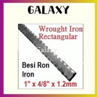 Wrought Iron Rectangular Tube 4/8 x 1" x 1.2mm Thickness / Besi Rock Iron Wrought Iron Hollow Curve 