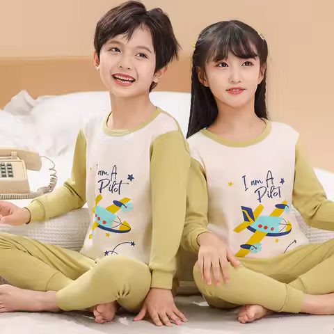 100% Cotton Boys Pajamas Sets Toddlers 2 to 3 4 5 6 7 8 9 10 11 12 13 14 Years Long Sleeve Cartoon A