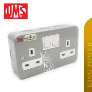 UMS 22/3M 13A 2 Gang Switch Socket Metal Clad