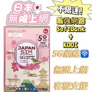 Bm日本 真•無限上網【5日全程 5G不限速】雙網絡 Softbank+KDDI 極高速 無限數據卡 上網卡 電話卡 旅行電話咭 Data Sim咭