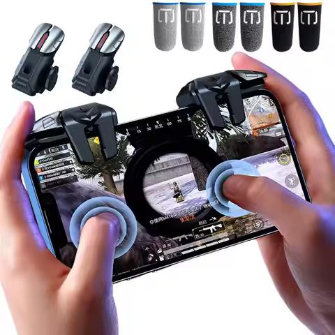 2pcs Mobile Phone Game Trigger Gamepad Joystick 6-Finger Aim Shooting L1 R1 Key Button Game Fingerti