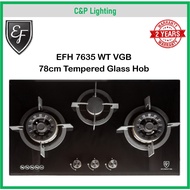 EF 78cm Tempered Glass 3 Burner Cooker Hob Gas Stove EFH 7635 WT VGB