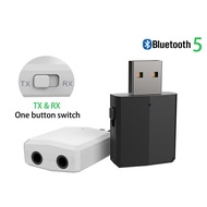 Bluetooth 5.0 USB Transmitter for TV 3.5mm Mini Car Bluetooth Receiver AUX Stereo Music with Changer Switch Wireless Adapter