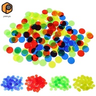 [prettyia] Pack of 100 Bingo Chips (Multi Color)  1.5cm Translucent Markers for Bingo, Counting & Ga