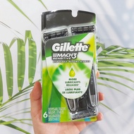 ชุดมีดโกน ยิลเลตต์ มัคทรี Gillette® Mach3® Sensitive Mens Disposable 6 Razors แพ็ค 6 ด้าม สำหรับผิวแ