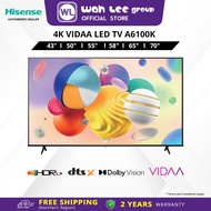 HISENSE 70 inch 4K UHD Smart TV A6100H A6100K Series DTS Virtual X 70A6100K VIDAA U5 U6 WAH LEE STOR