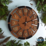 Jam dinding kayu, Ukiran laser engraving, Hiasan dinding, 3D vintage