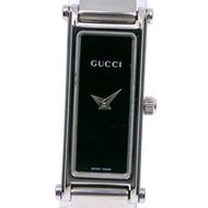 二手 Gucci 1500L 不鏽鋼石英錶，附模擬顯示和黑色錶盤，適合女士。