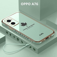 Casing OPPO A76 Case Maple Leaves Plating Cover Soft TPU Phone Case OPPO A76