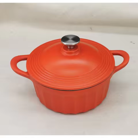 3QT Enameled Cast Iron Dutch Oven Pot with Lid, Bread Baking, Round Bread Oven with Dual Handles Red