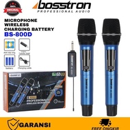 Bosstron Double Mic Microphone Wireless Microphone Bs-800D Karaoke Mic Blue Shappire Edition