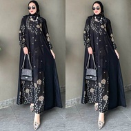 Naura Set Hijab 04 Series Hitam Gamis Kerudung Wanita Lebaran Terbaru Modern