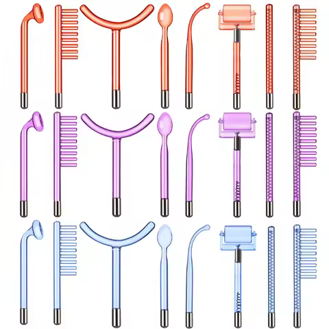 8 Types High Frequency Replacement Electrodes Glass Tube 3 Colors Facial Electrotherapy Wand Acne Sp