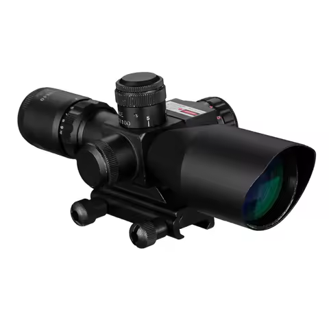 2.5-10X40 Illuminated Tactical Bevel Riflescope with Red Green Mil Dot Cross Laser Hunting Scope