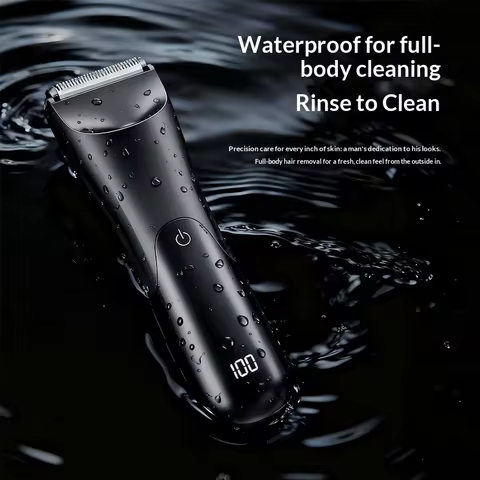 Electric Groin Hair Trimmer for Men,Body Groomer & Pubic Waterproof Hair Trimmer,Replaceable Ceramic