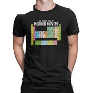 Men T-Shirt Periodic Table Of Horror Movies Funny Cotton Tee Shirt Short Sleeve Scary Geek Nerd T Shirts Crew Neck Clothing XS-4XL-5XL-6XL