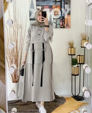 Baju Wanita Gamis Cewek Murah Dress Muslim  Cuci Gudang Simple MIDI DRESS MOSSCREPE BUSUI FRIENDLY