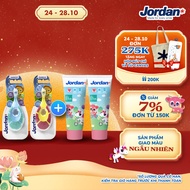 Jordan Step Baby Combo – 2 bàn chải đánh răng trẻ em Jordan Step 1 + 2 Kem đánh răng vị dâu Jordan S