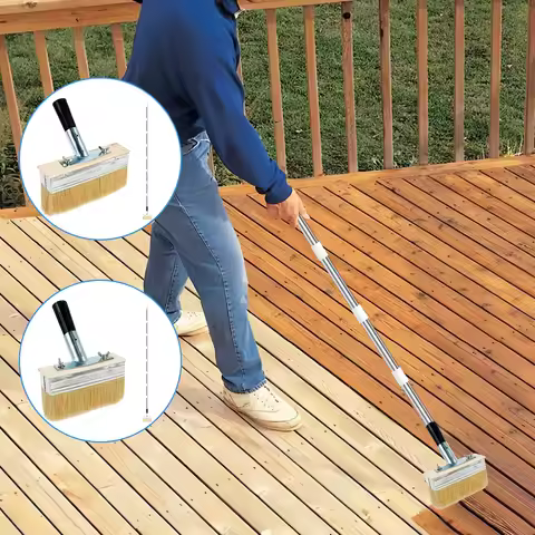 Deck Stain Brush 67inch Stainless Steel Extension Pole Deck Stain Applicator Deck Paint Brush for Pa