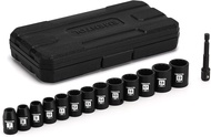 EMENTOL 14PCS 3/8"Dr. Standard Impact Socket Set Metric 12-Point CR-V 14 Pieces 3/8-Inch Drive Shall