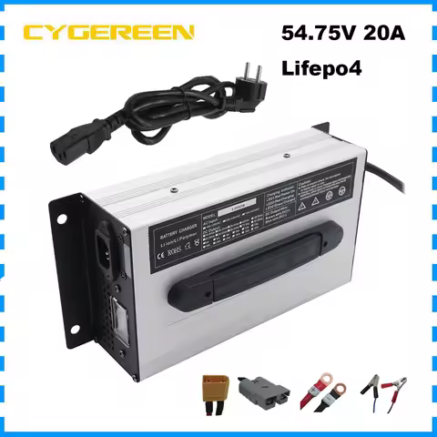 48V 20A 15S Lifepo4 Fast Charger 54.75V 48 Volt 100AH 200AH Iron Phosphate Forklift RV Solar Tricycl