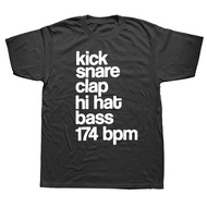 Fashion T-Shirt Funny Drum and Bass 174 BPM DnB Music Jungle EDM T Shirts Graphic Cotton Streetwear 