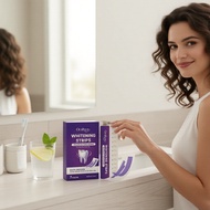Purple Whitening Strips 7-Pack with Hydrogen Peroxide & Peppermint - Bright Smile Color Card  Jalur 