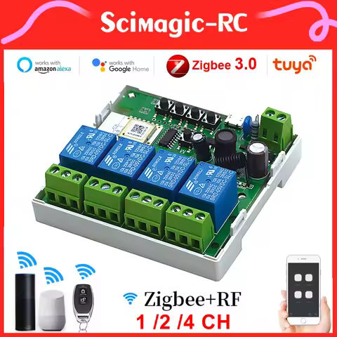 1/2/4CH Tuya Zigbee Smart Light Switch Module 85-250V Relay Smart Home APP and RF Control Works With