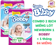 Thùng 8 bịch Miếng lót sơ sinh Bobby Newborn 1- 64 miếng / Combo 2 bịch Miếng lót sơ sinh Bobby Newb