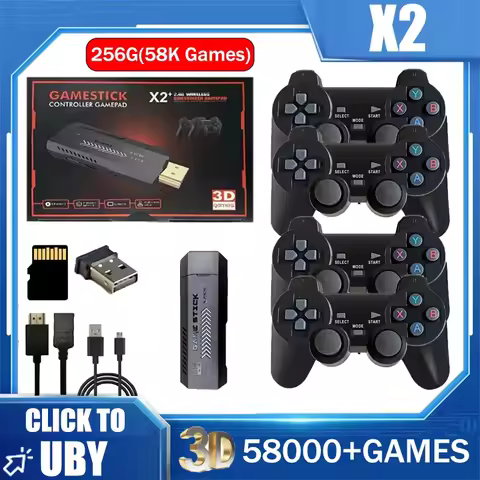 X2 Plus 128G 40000 Game GD10 Pro 4K Game Stick 3D HD Retro Video Game Console Wireless Controller TV