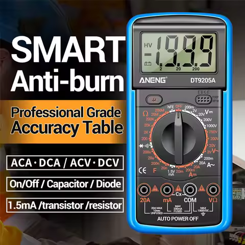 DT9205A Multimeter Digital Multimeter AC/DC Transistor Tester Electrical NCV Test Meter Profesional 