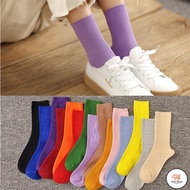 FS Women Candy Color Cotton Socks,Trendy Long Stack Socks,Harajuku Retro Knitted Socks