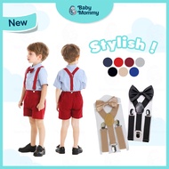 Babymommy👶Kids Children Adjustable Suspender Bow Tie Set Boys Girls Neck Tie Set Color Bow Tie Bowti