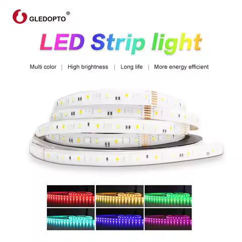GLEDOPTO RGB+CCT White LED Strip Light RGB WW/CW DC24V 5m IP65 Waterproof IP20 Not Waterproof RGB Li