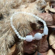 緬甸紫羅蘭翡翠 刻面月光石串珠手鍊 81505