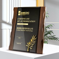 Creative Wooden Plaque Metal Walnut Award Wheat Ear Honor Trophy Award Plaque Custom Certificate